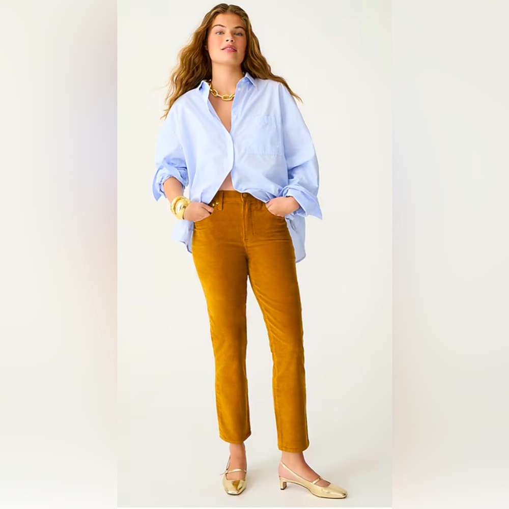 NWT J. Crew  9” Vintage Slim Straight Corduroy Pants Golden Brandy Zip Fly New